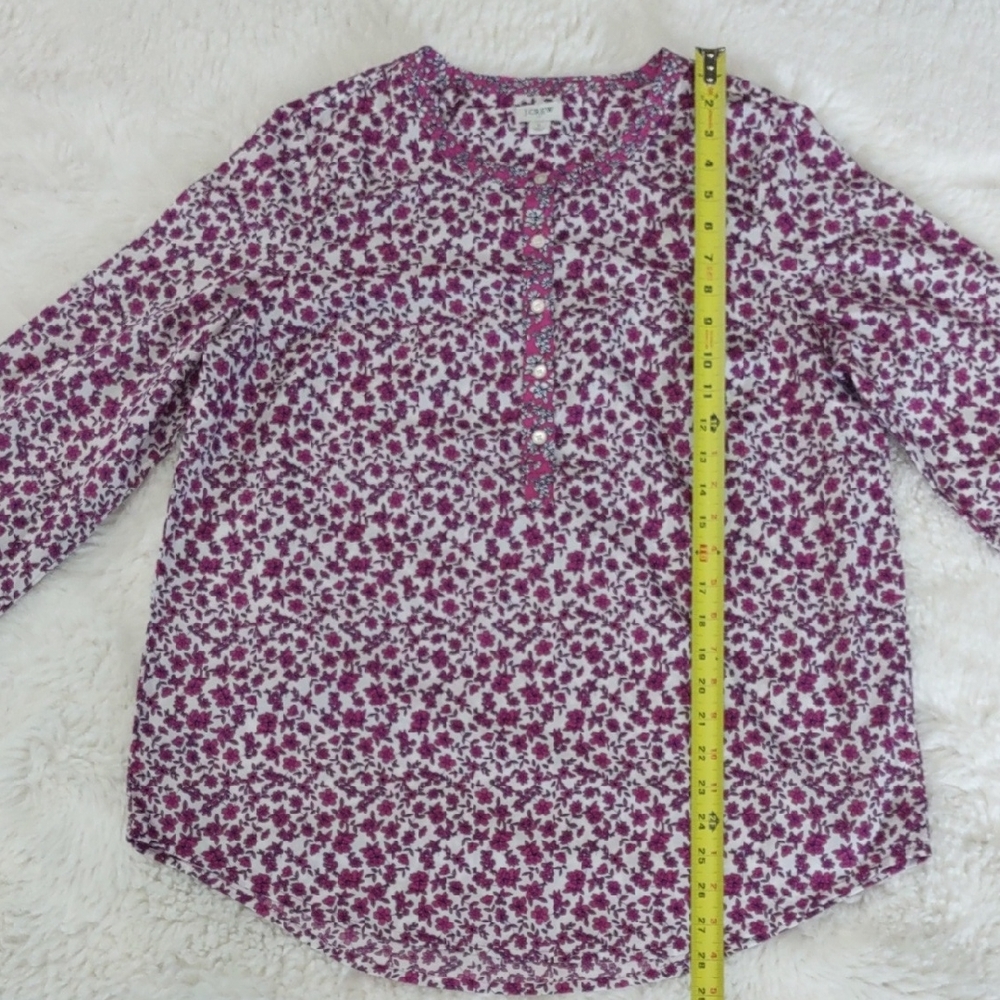 J.CREW , Size L,Floral Purple and White Blouse - Picture 10 of 16